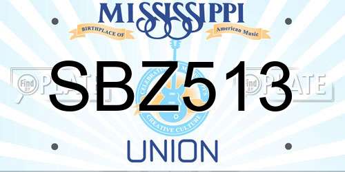 SBZ513 Mississippi License Plate
