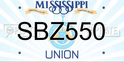 SBZ550 Mississippi License Plate