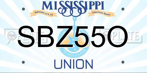 SBZ55O Mississippi License Plate