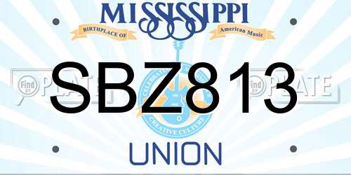 SBZ813 Mississippi License Plate