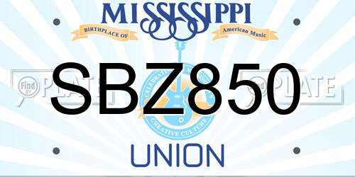 SBZ850 Mississippi License Plate
