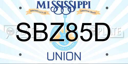 SBZ85D Mississippi License Plate