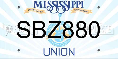 SBZ880 Mississippi License Plate