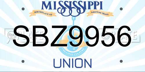 SBZ9956 Mississippi License Plate