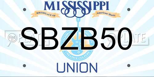 SBZB50 Mississippi License Plate