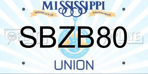 SBZB80 Mississippi License Plate