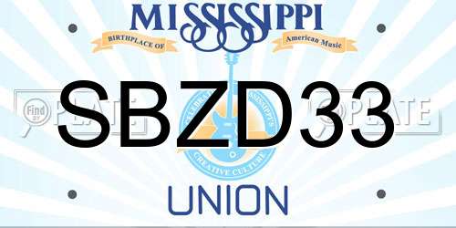 SBZD33 Mississippi License Plate