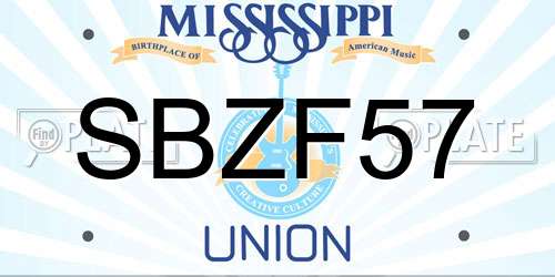 SBZF57 Mississippi License Plate