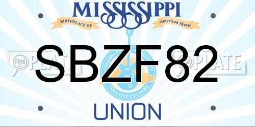 SBZF82 Mississippi License Plate