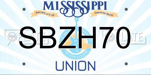 SBZH70 Mississippi License Plate