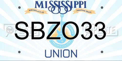 SBZO33 Mississippi License Plate