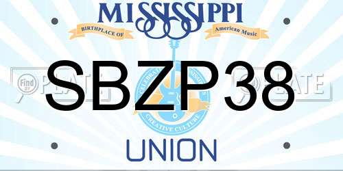 SBZP38 Mississippi License Plate
