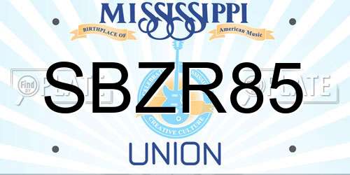 SBZR85 Mississippi License Plate