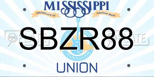 SBZR88 Mississippi License Plate