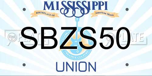 SBZS50 Mississippi License Plate