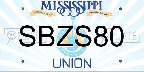 SBZS80 Mississippi License Plate