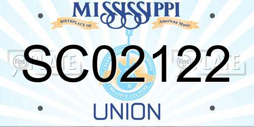 SC02122 Mississippi License Plate