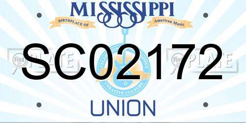SC02172 Mississippi License Plate