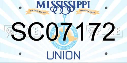 SC07172 Mississippi License Plate