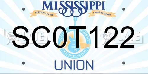 SC0T122 Mississippi License Plate