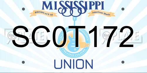 SC0T172 Mississippi License Plate