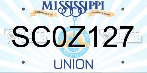 SC0Z127 Mississippi License Plate