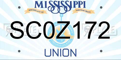SC0Z172 Mississippi License Plate