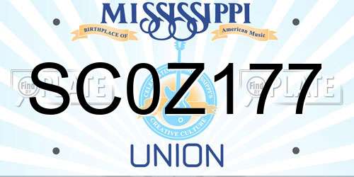 SC0Z177 Mississippi License Plate