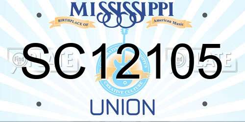 SC12105 Mississippi License Plate