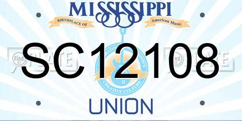 SC12108 Mississippi License Plate