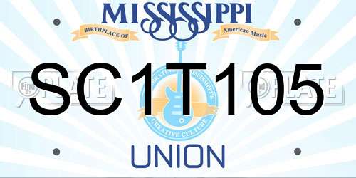 SC1T105 Mississippi License Plate