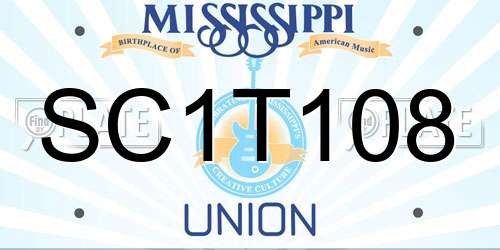 SC1T108 Mississippi License Plate