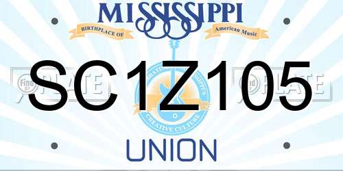 SC1Z105 Mississippi License Plate