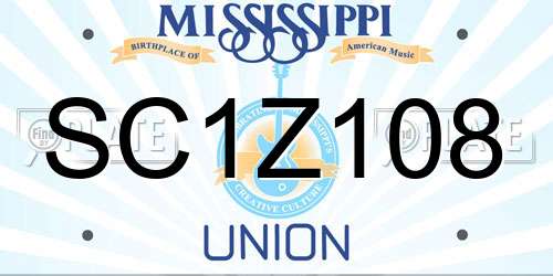 SC1Z108 Mississippi License Plate