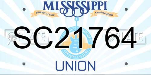 SC21764 Mississippi License Plate