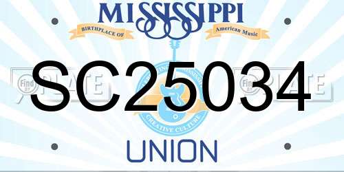 SC25034 Mississippi License Plate