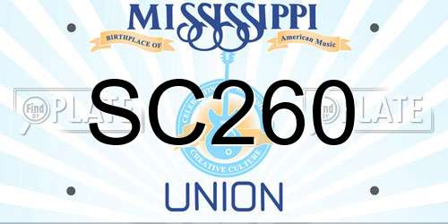 SC260 Mississippi License Plate