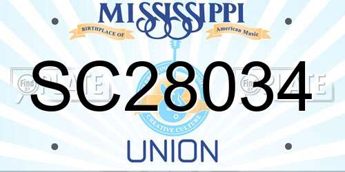 SC28034 Mississippi License Plate