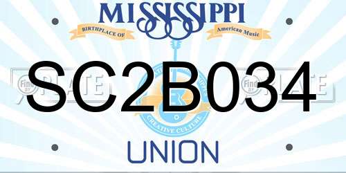 SC2B034 Mississippi License Plate