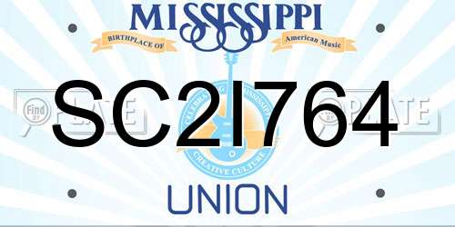 SC2I764 Mississippi License Plate