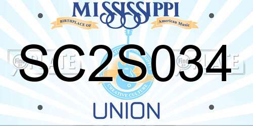 SC2S034 Mississippi License Plate
