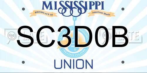 SC3D0B Mississippi License Plate