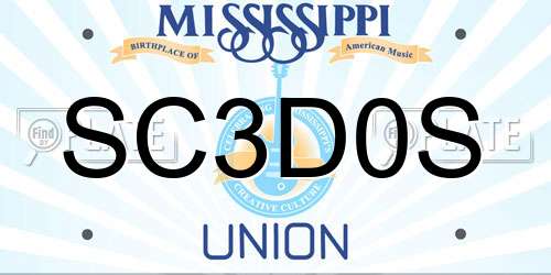 SC3D0S Mississippi License Plate
