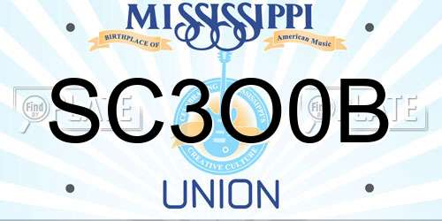 SC3O0B Mississippi License Plate