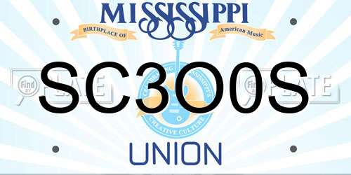SC3O0S Mississippi License Plate