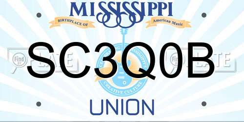 SC3Q0B Mississippi License Plate