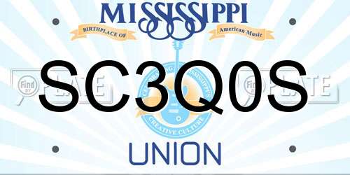 SC3Q0S Mississippi License Plate