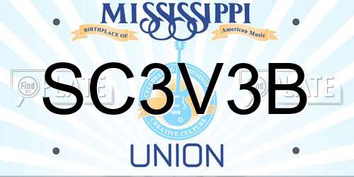 SC3V3B Mississippi License Plate