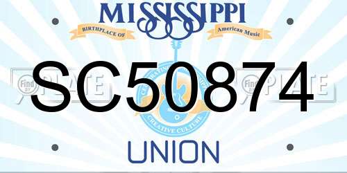 SC50874 Mississippi License Plate