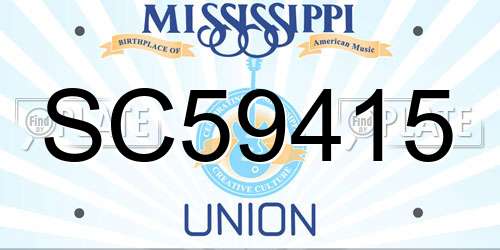 SC59415 Mississippi License Plate